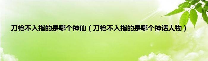 刀枪不入？刀枪不入形容哪位神仙？