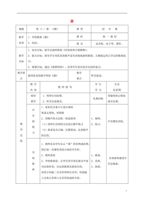 小学二年级音乐教案，小学二年级音乐教案箫